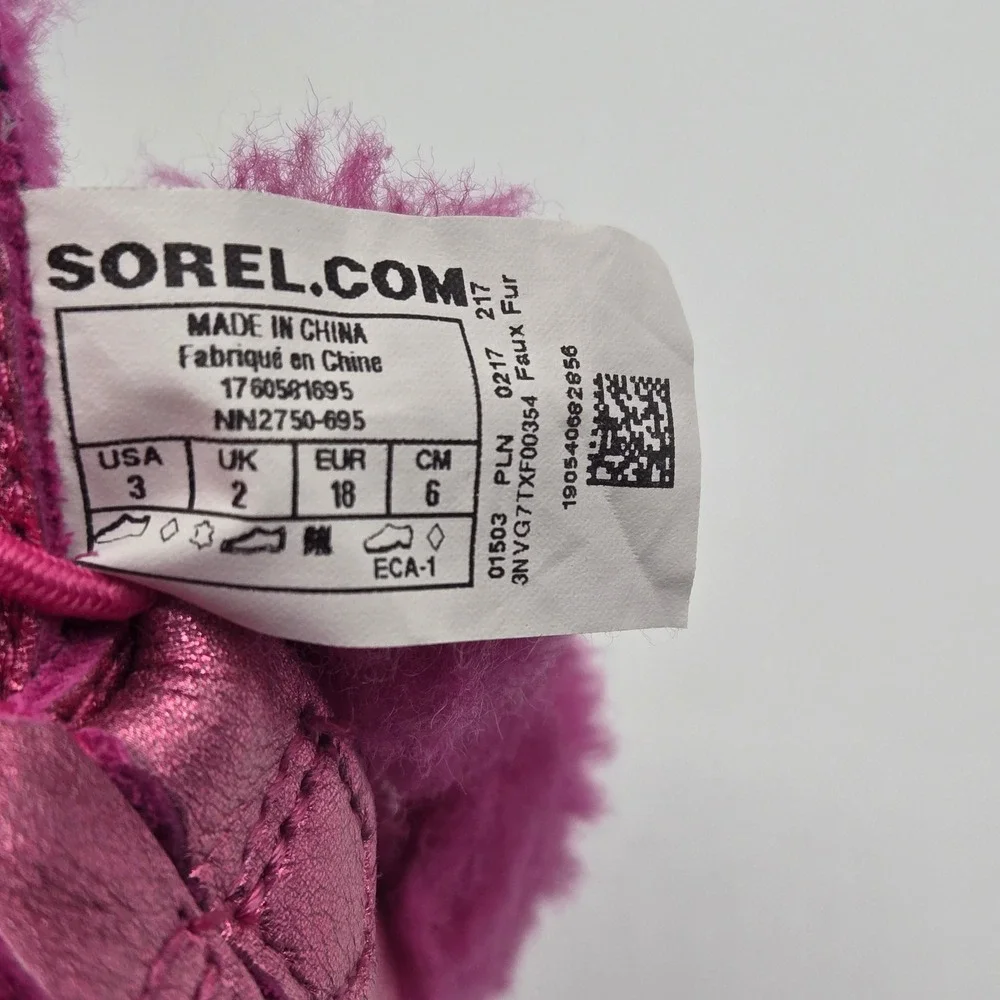 Sorel Caribou Booties Infant Pink Metallic Faux Fur NN2750-695 Size 3